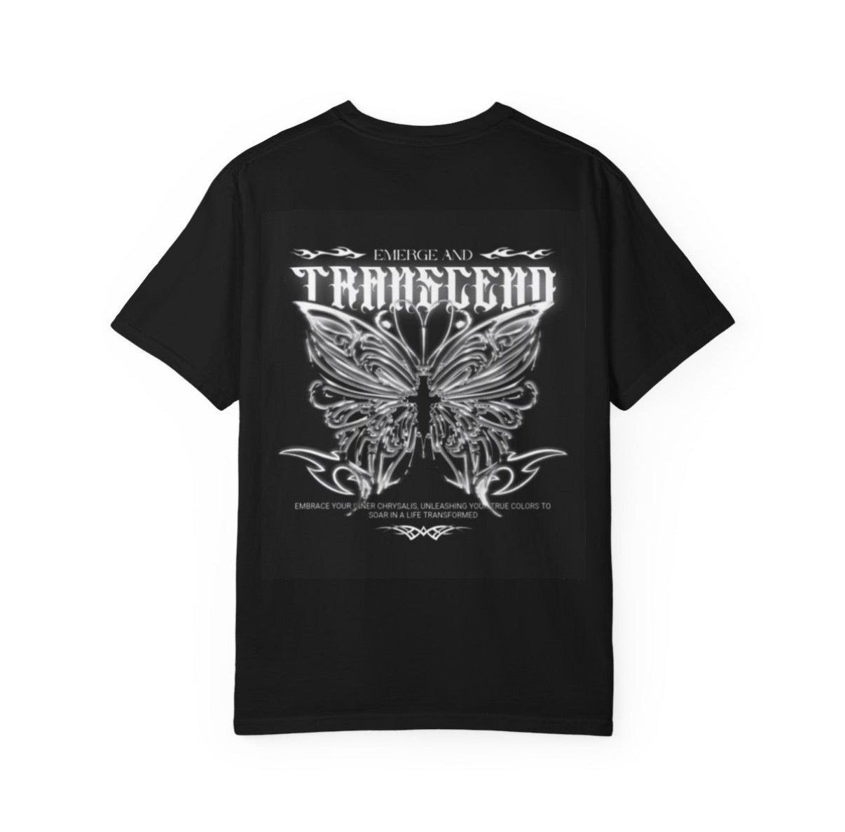 Transcend Butterfly Graphic T-Shirt | Emerge, Transcend, Earn Text